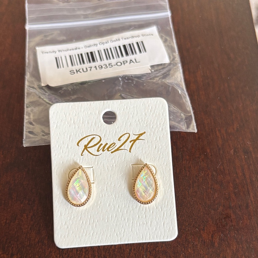 Iridescent Teardrop Earrings in Gold